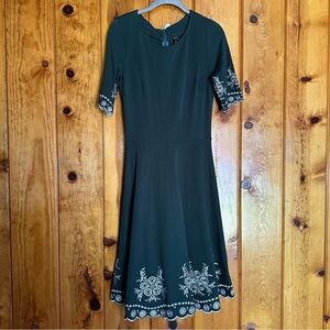 Miusol Retro Scoop Neck Embroidered Swing Dress